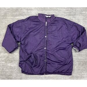 British Mist Windbreaker Jacket Women Medium Purple Vintage 90s Snap Front Retro